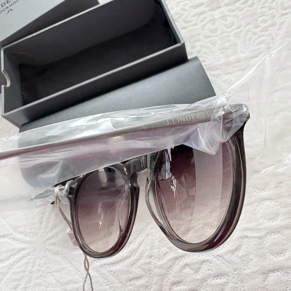 J.Lindeberg Leo Round Sunglasses, Charcoal‎